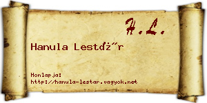 Hanula Lestár névjegykártya
